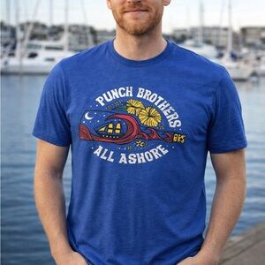 Punch Brothers All Ashore Graphic Band Tee Blue Short Sleeve Shirt